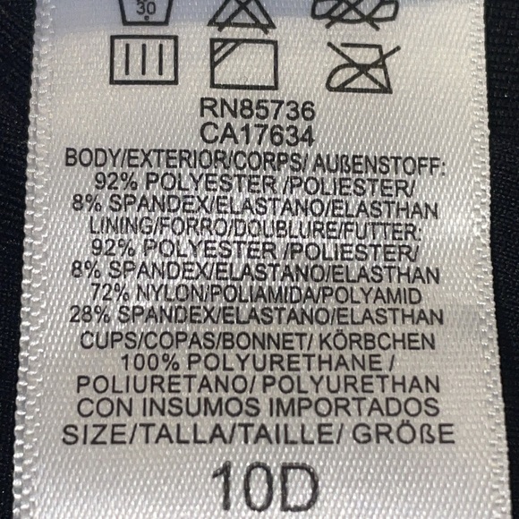 Gabar One Piece Swimsuit. Size 10D.  Striped Top W Solid Bottom. - Picture 4 of 9